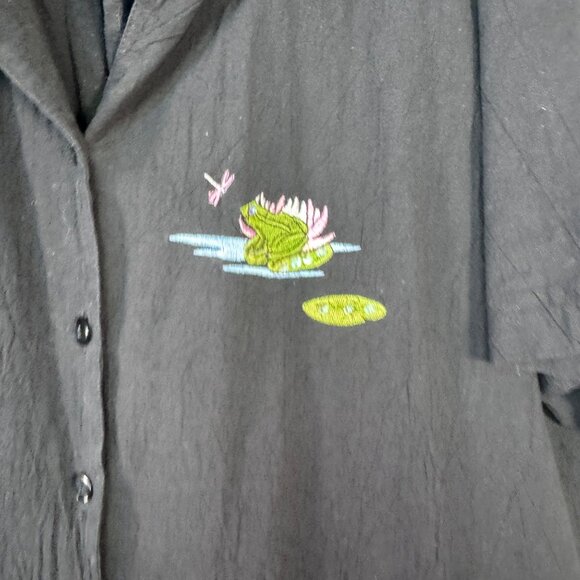 Pretty Bleu Womens Size 2X Black Embroidered Frog  Two Piece Set - Picture 2 of 11